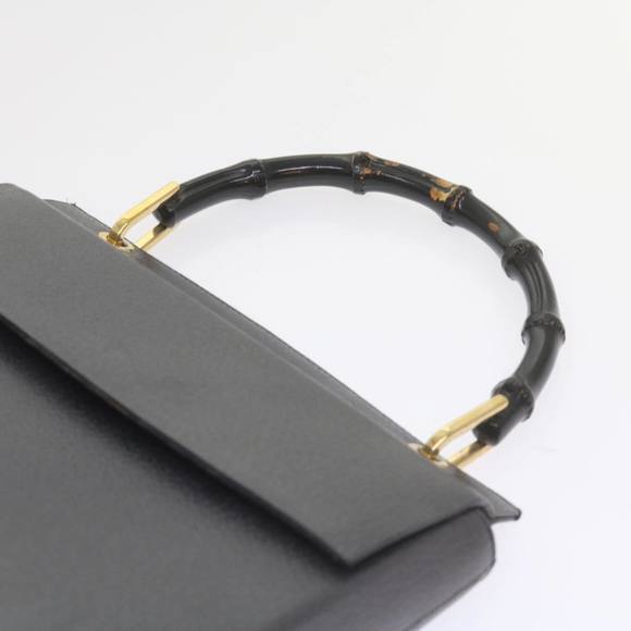 GUCCI Bamboo Hand Bag Leather Gray 001 3444 1887 Auth ar10952B - Picture 9 of 16